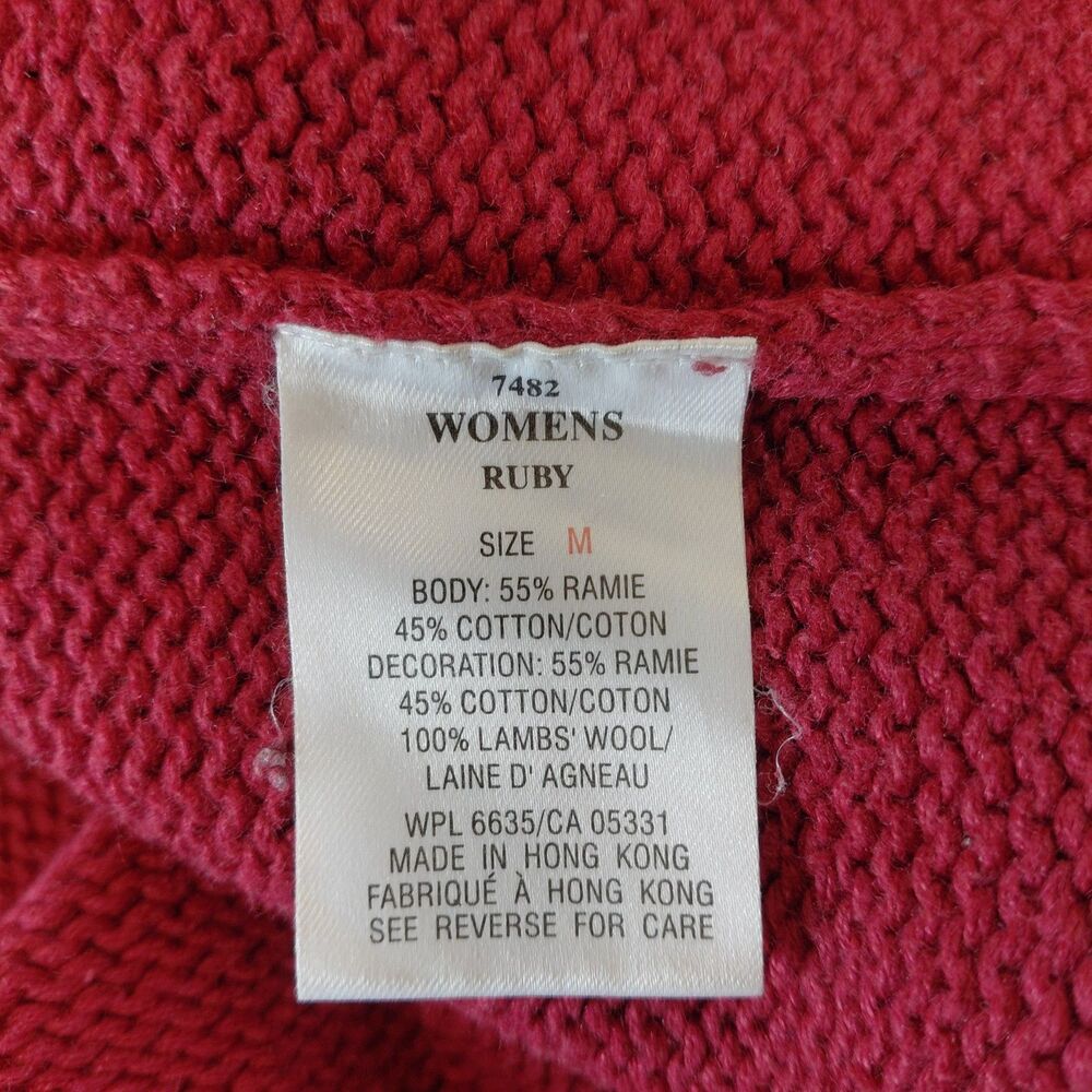 Woolrich Red Sled Sweater LS Knit Rolled Neck Hem SZ M - Picture 8 of 9